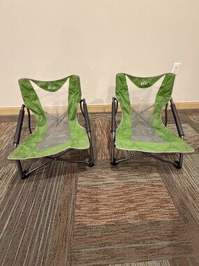 Two (2) REI Stowaway Low Camp Chairs